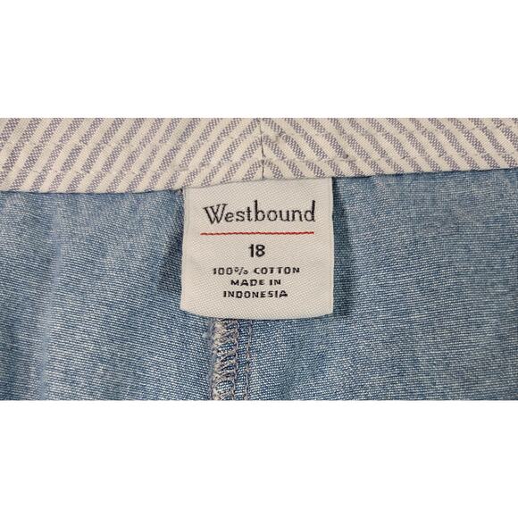 Westbound Blue Lightwashed Denim Shorts 18 Lightweight Slashed Pockets Soft - Picture 4 of 4